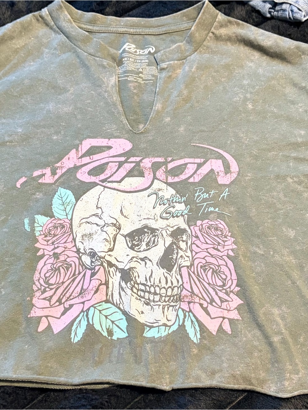 Poison Branded Gray-Green Graphic Tee